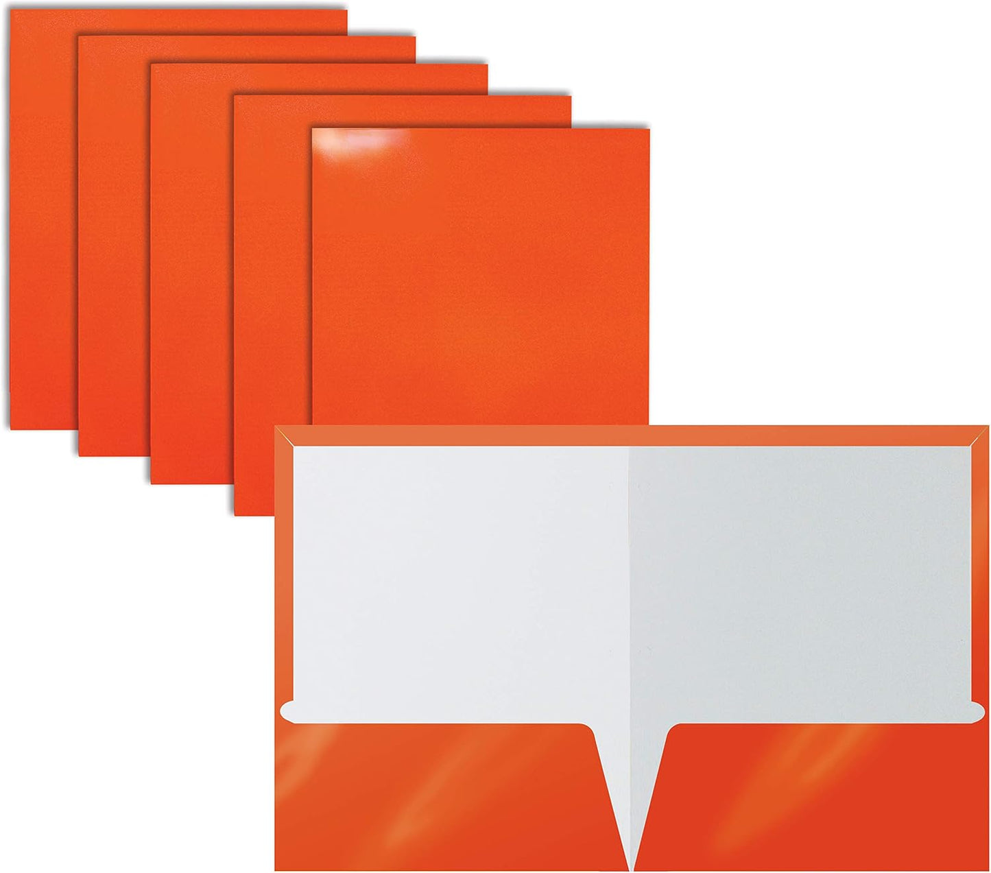Vibrant Orange Laminated Folders, Box of 25