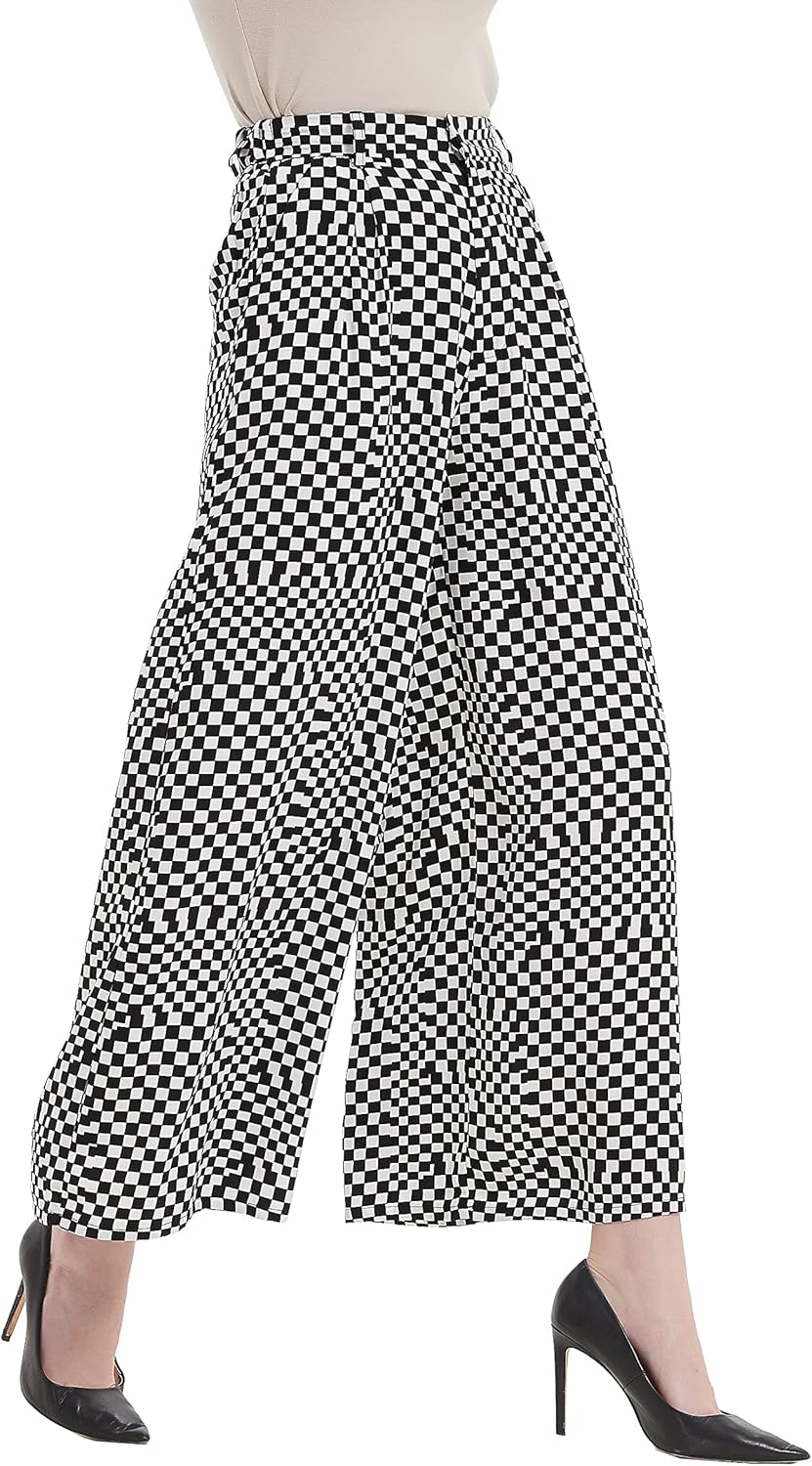 Tronjori Women High Waist Casual Wide Leg Palazzo Pants Trousers