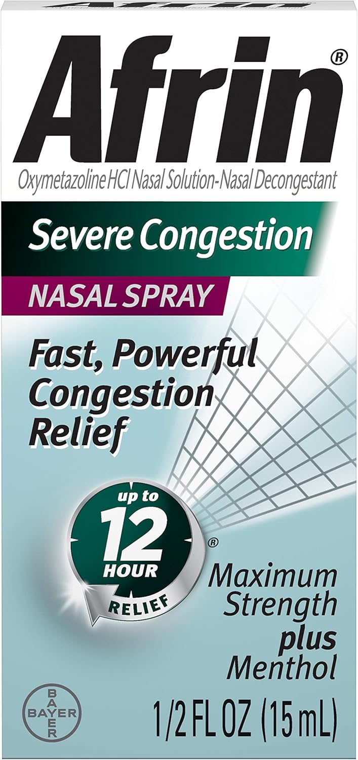 Afrin Nasal Spray for Severe Congestion - 15 mL Pack of 4