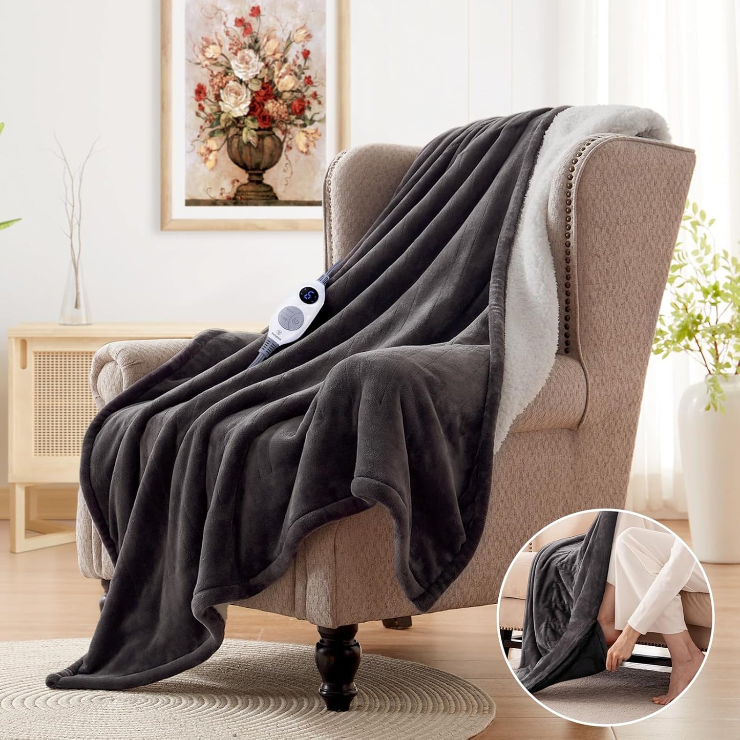 Westinghouse Electric Heated Throw Blanket with Foot Pocket