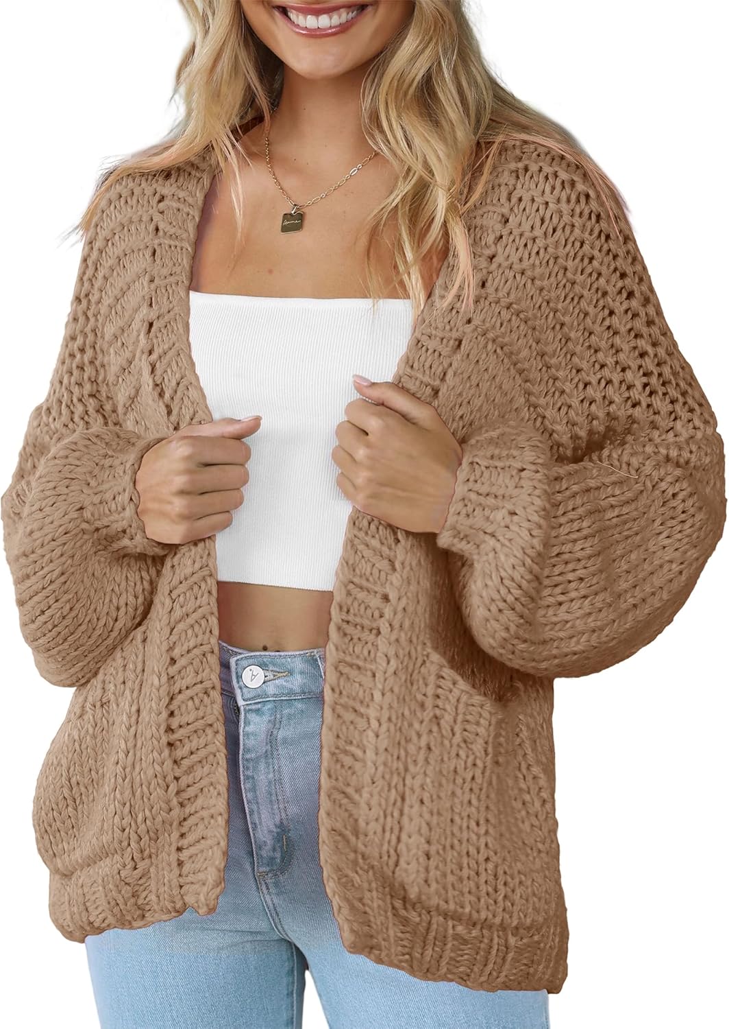 Women's Cardigan Soft Pocketed Long Sleeves Casual Sweaters