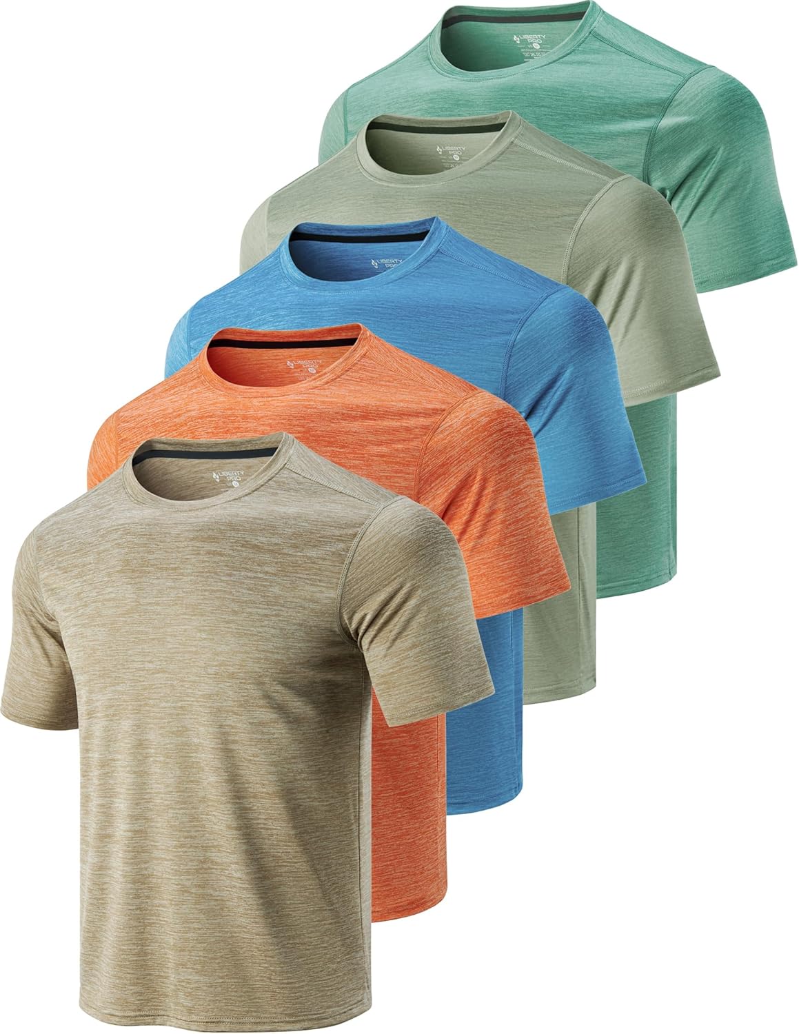 5 Pack Mens Active Quick Dry Crew Neck T Shirts for Workouts
