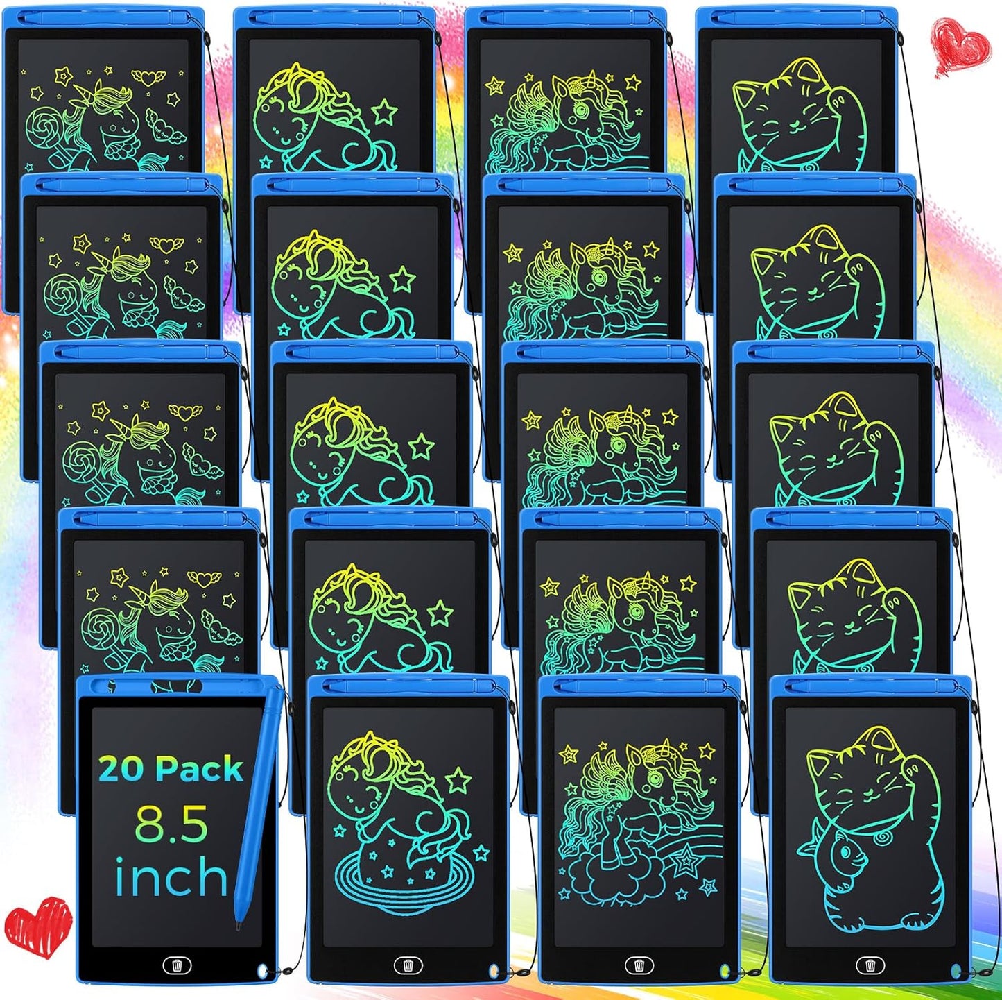 20 Pack LCD Writing Boards for Kids - 8.5 Inch Doodle Pads
