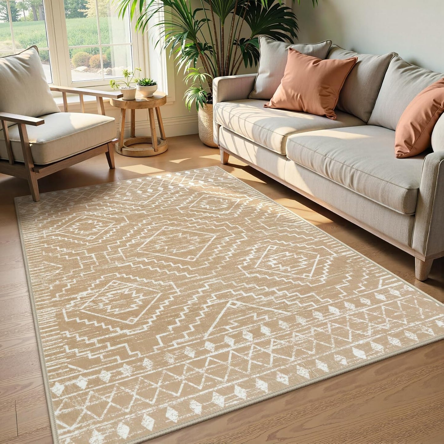Moroccan Washable Area Rug 4x6 for Living Room and Bedroom