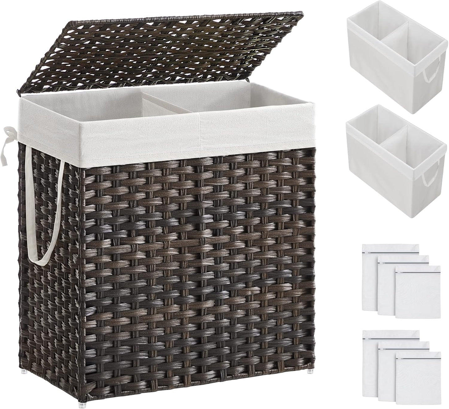 SONGMICS Laundry Hamper with Lid and 2 Removable Liners