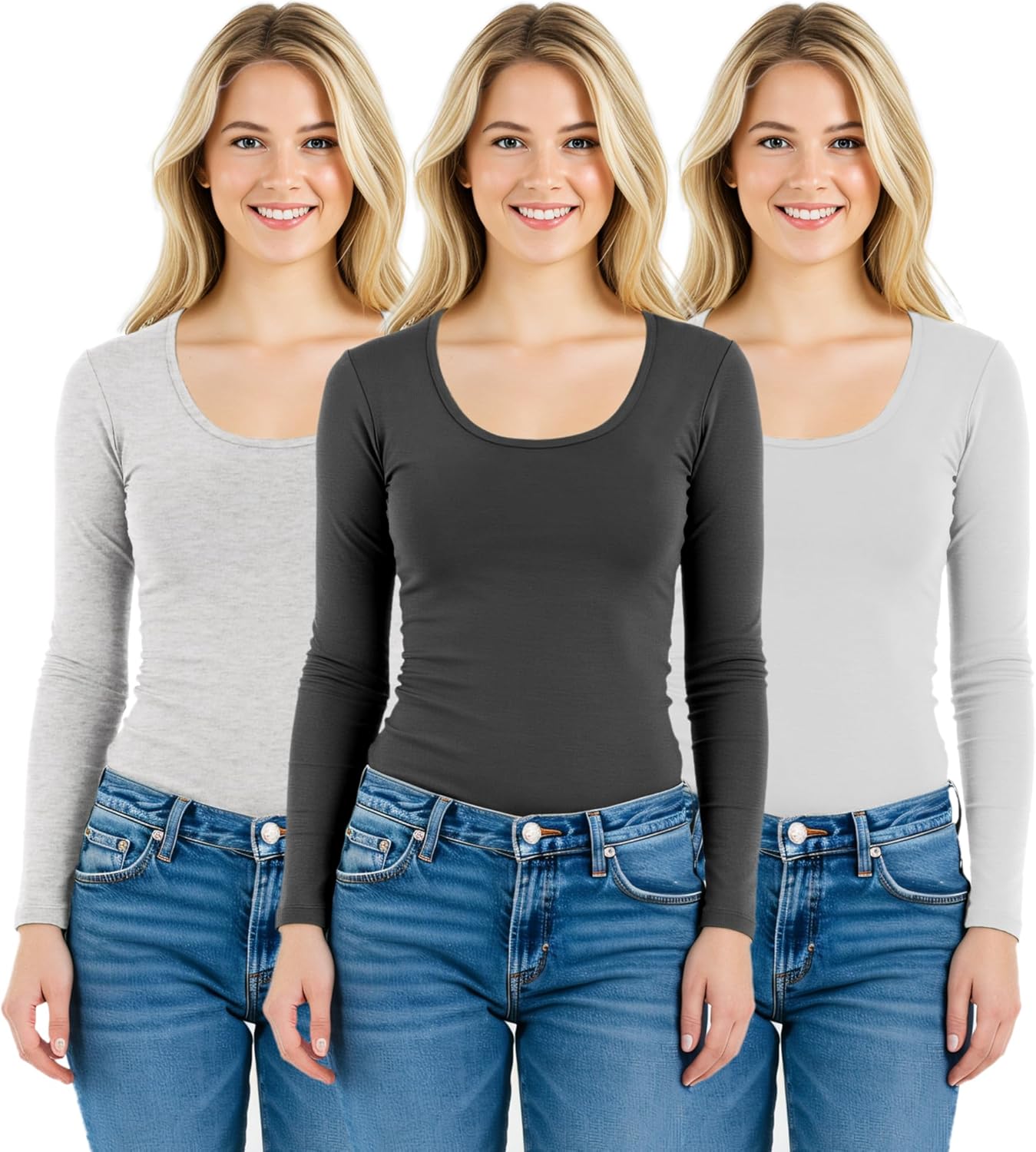 Emmalise Women's Basic Athletic Fit Long Sleeve Tee for Comfort