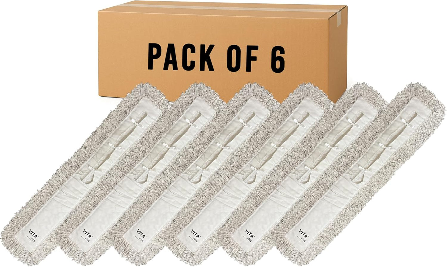 48 Dust Mops for Industrial Cleaning - 6 Pack of Quality Mops