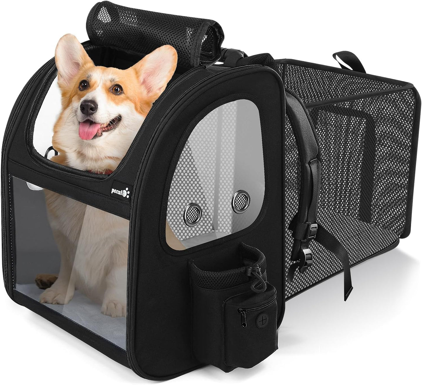 Pecute Pet Carrier Backpack for Travel with Expandable Design