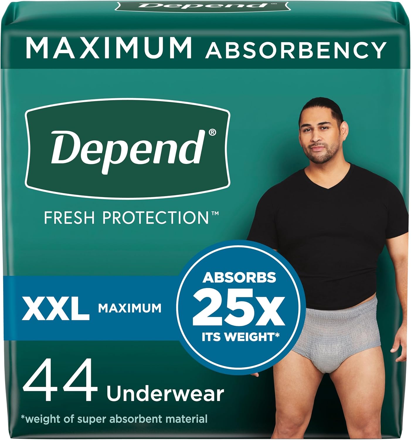 Depend Maximum Absorbency Incontinence Underwear for Men - 44 Count