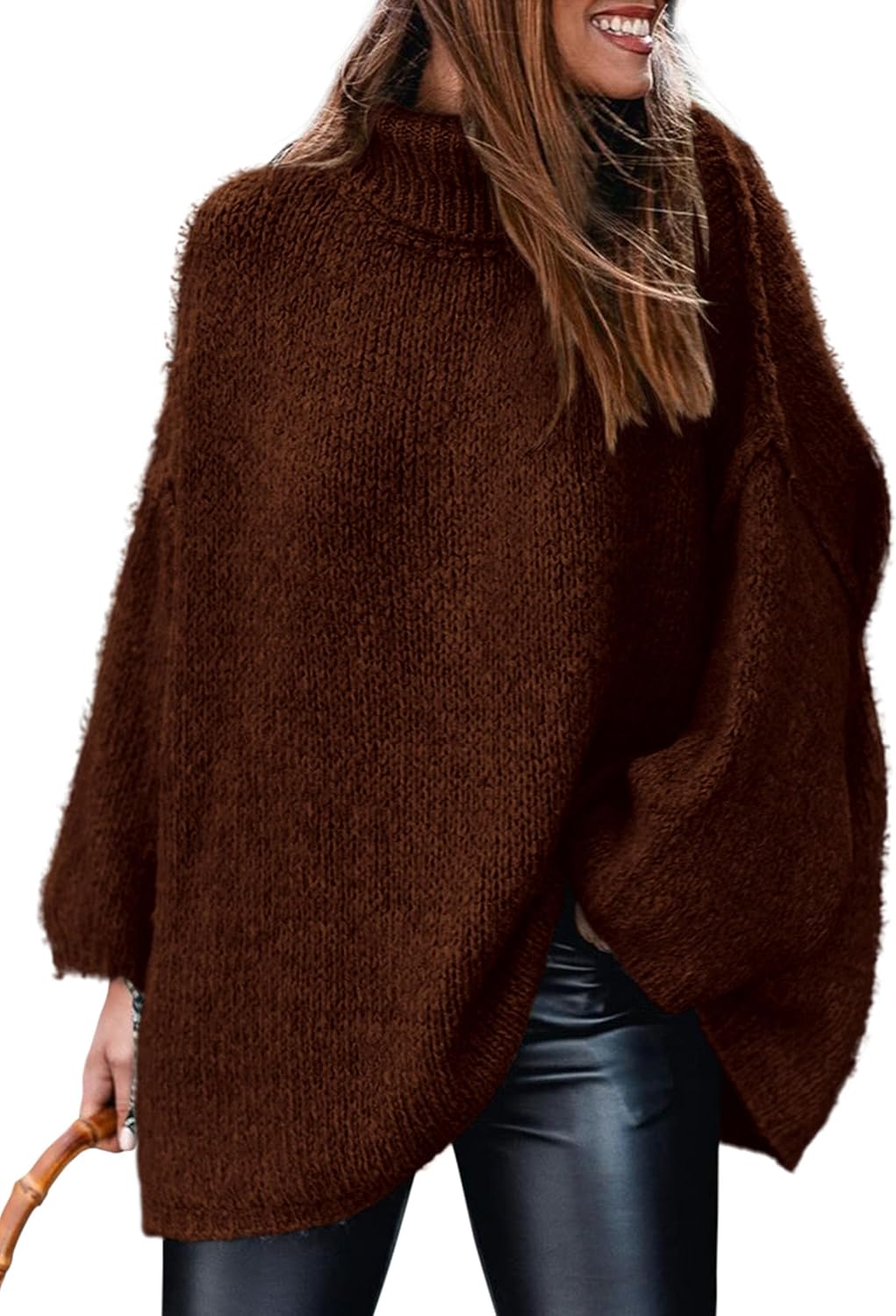 PRETTYGARDEN Women's Turtleneck Oversized Chunky Knit Sweater