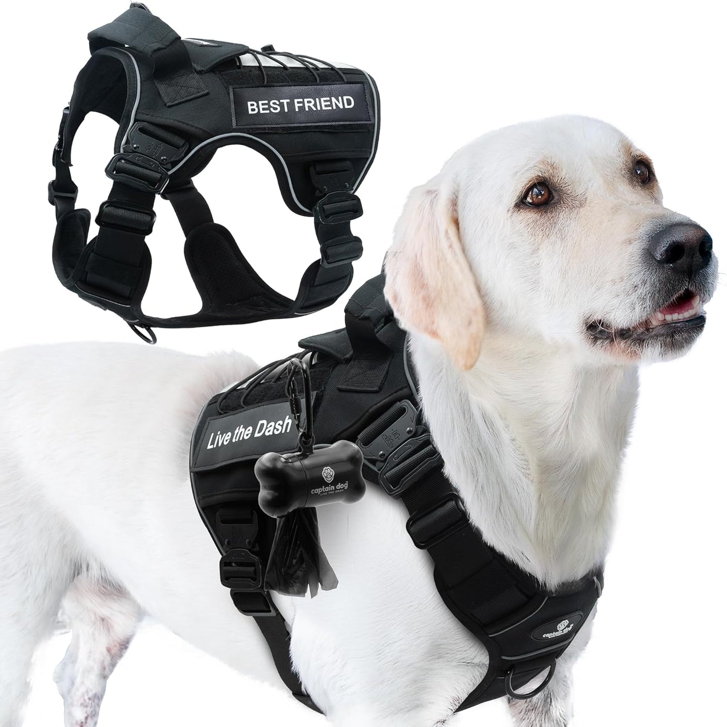 Dog Vest for Large Dogs with 4 Metal Buckles and Double Stitching