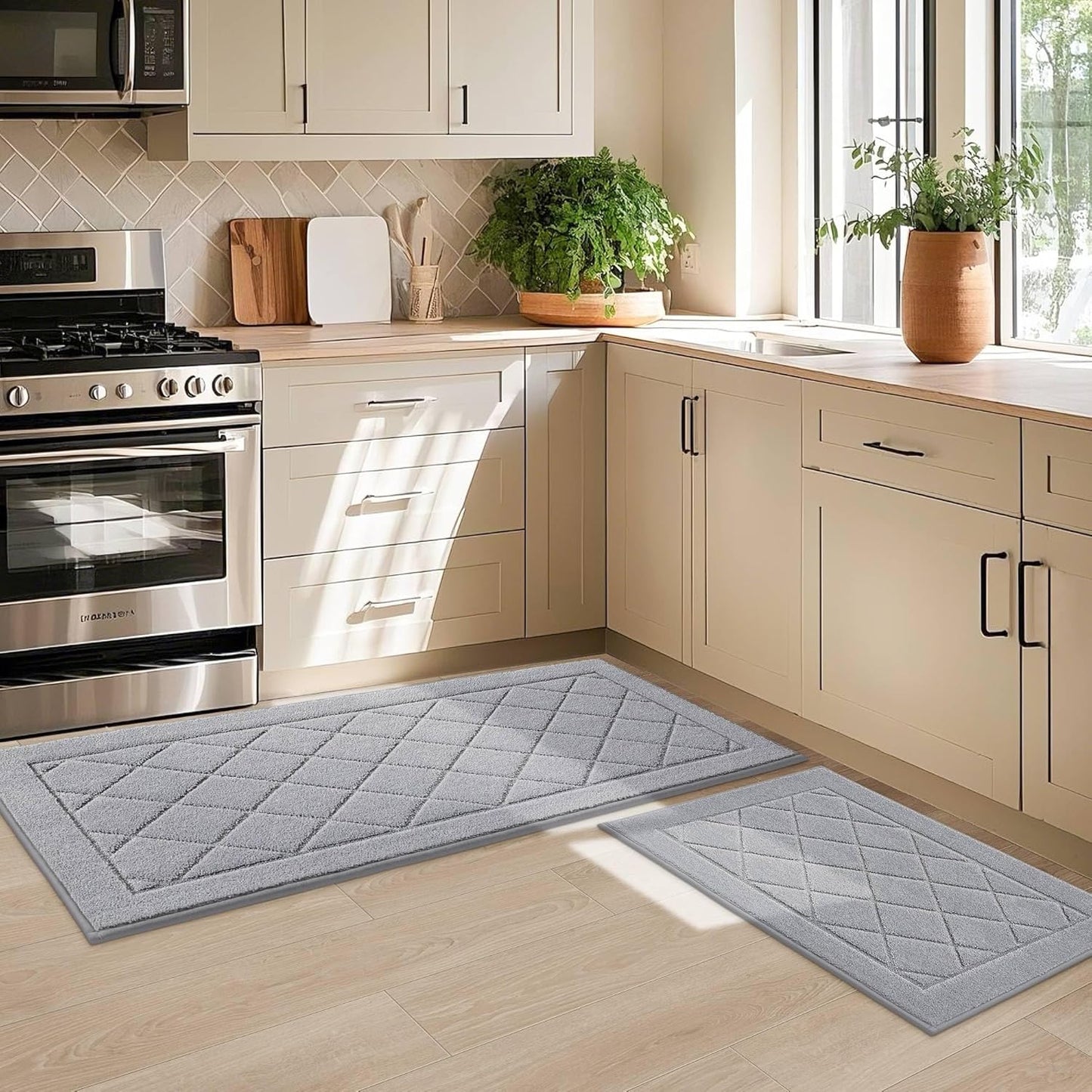 Non-Slip Kitchen Rugs Set of 2 for Safety and Comfort