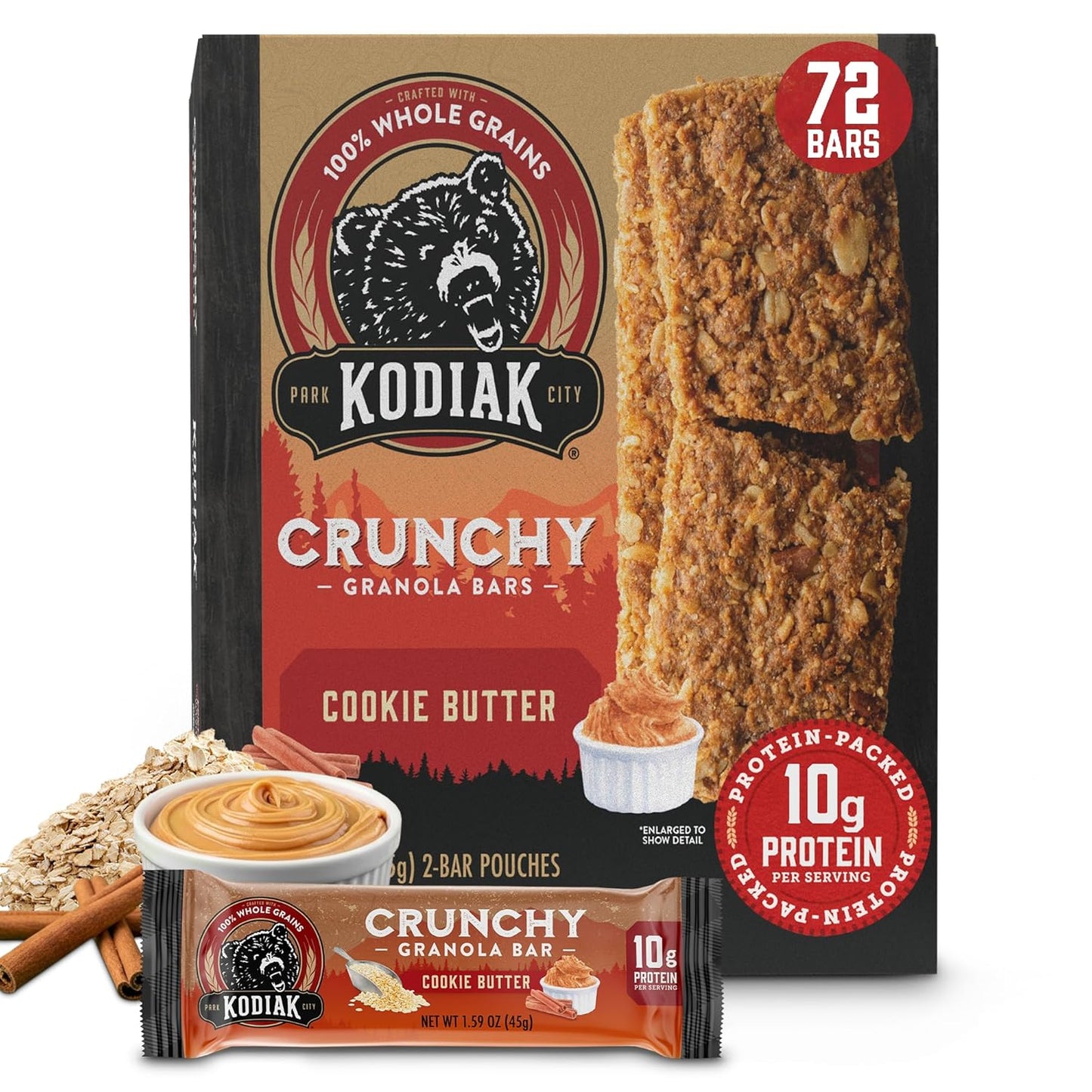 Kodiak Cakes Crunchy Granola Protein Snack Bars - Cookie Butter