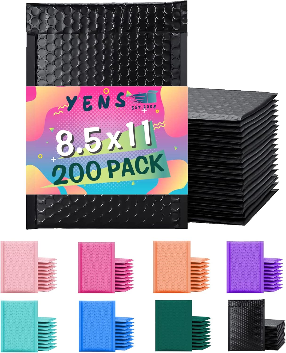 Yens Poly Bubble Mailers 8.5x12 - Waterproof Self Seal Bags