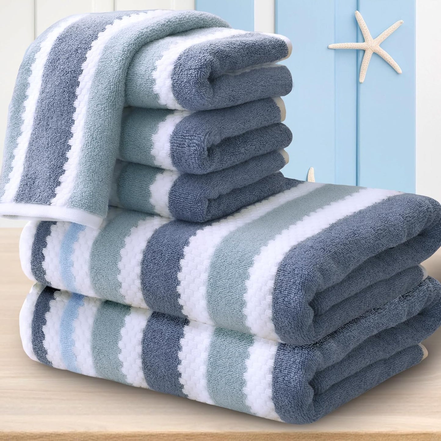 Waffle Towels for Bathroom - Quick Dry, Thick, Lightweight Set