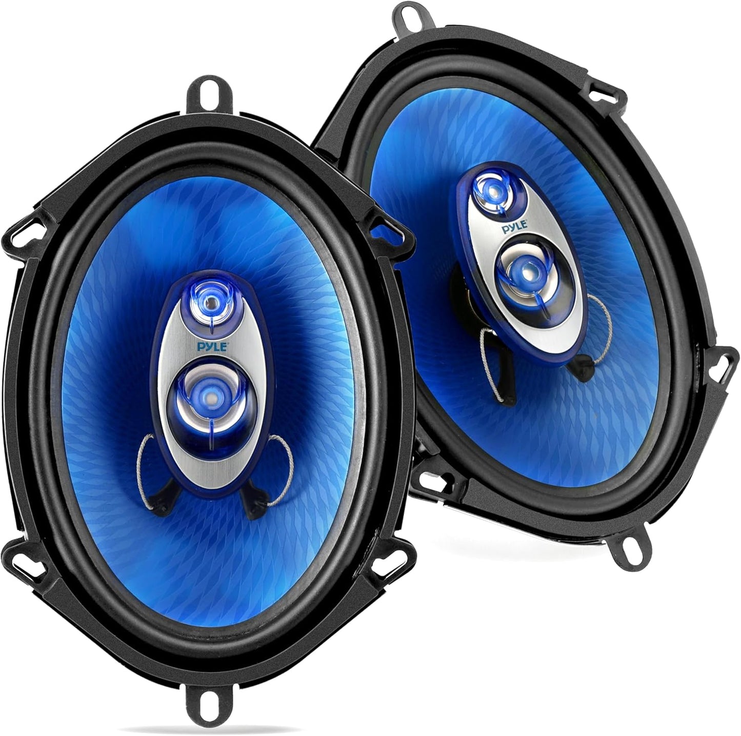 Pyle 5 x 7 Car Sound Speaker Pair with Blue Poly Cone Design