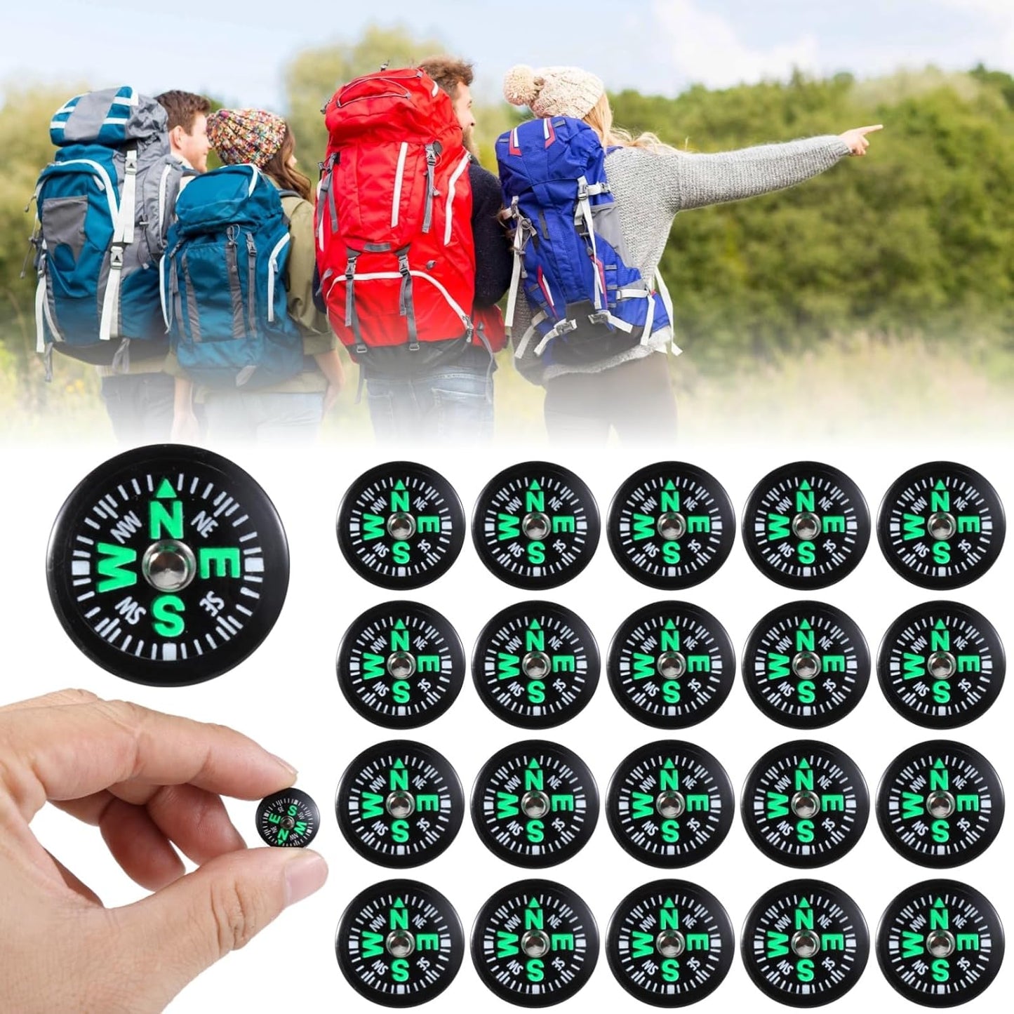 OMISTAR Pocket Survival Compasses x200