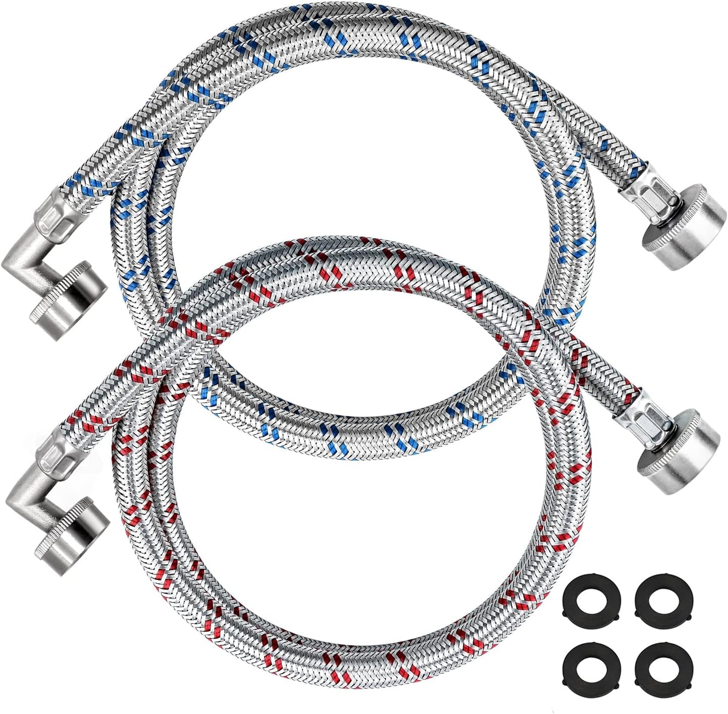 Beaquicy 4ft Stainless Washer Hoses - Burst Proof