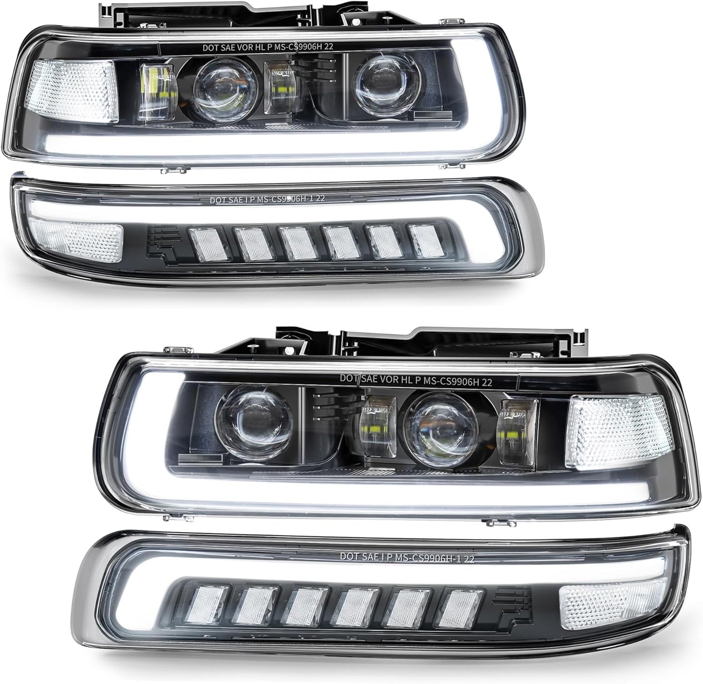 500% Brighter LED Headlights Assembly for Chevy Silverado/Suburban