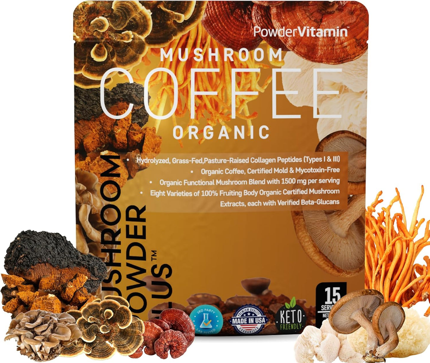 Premium Mushroom Coffee + GrassFed Collagen Blend | Focus Energy Immunity