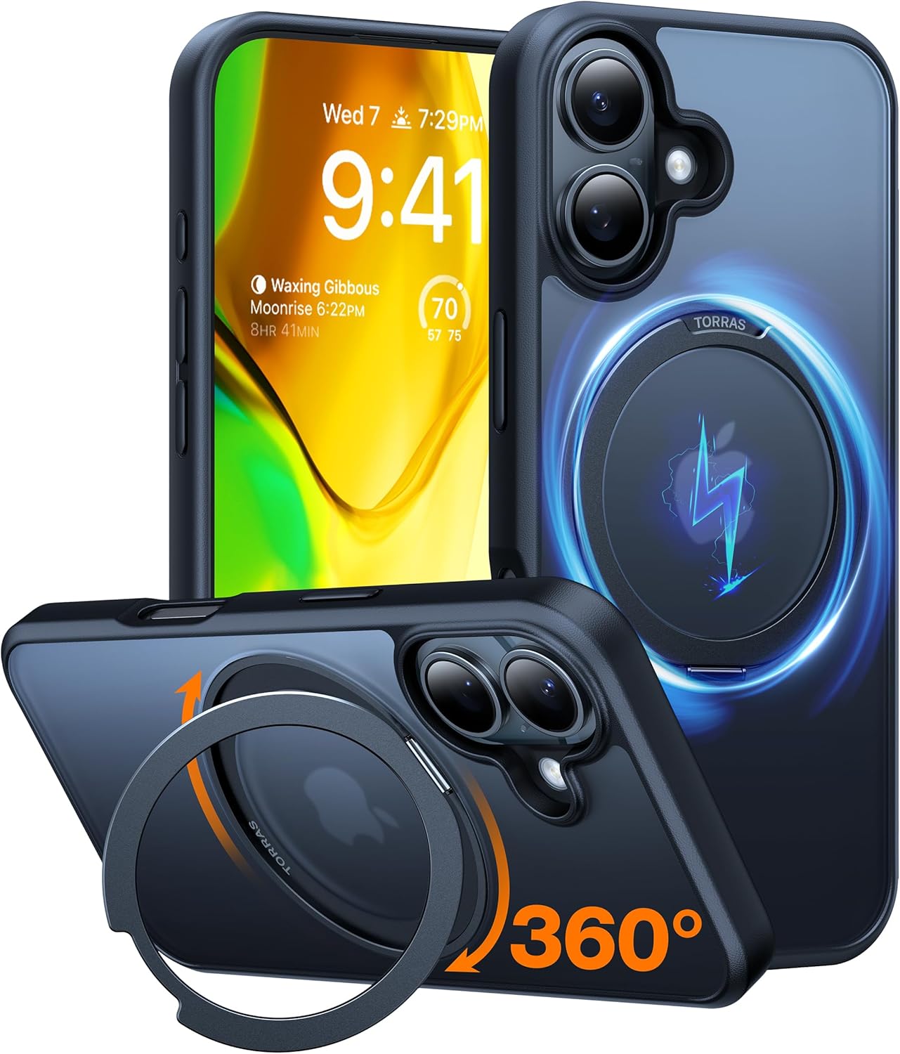 TORRAS 360 Rotatable Magnetic Ring for iPhone 16 Plus Case