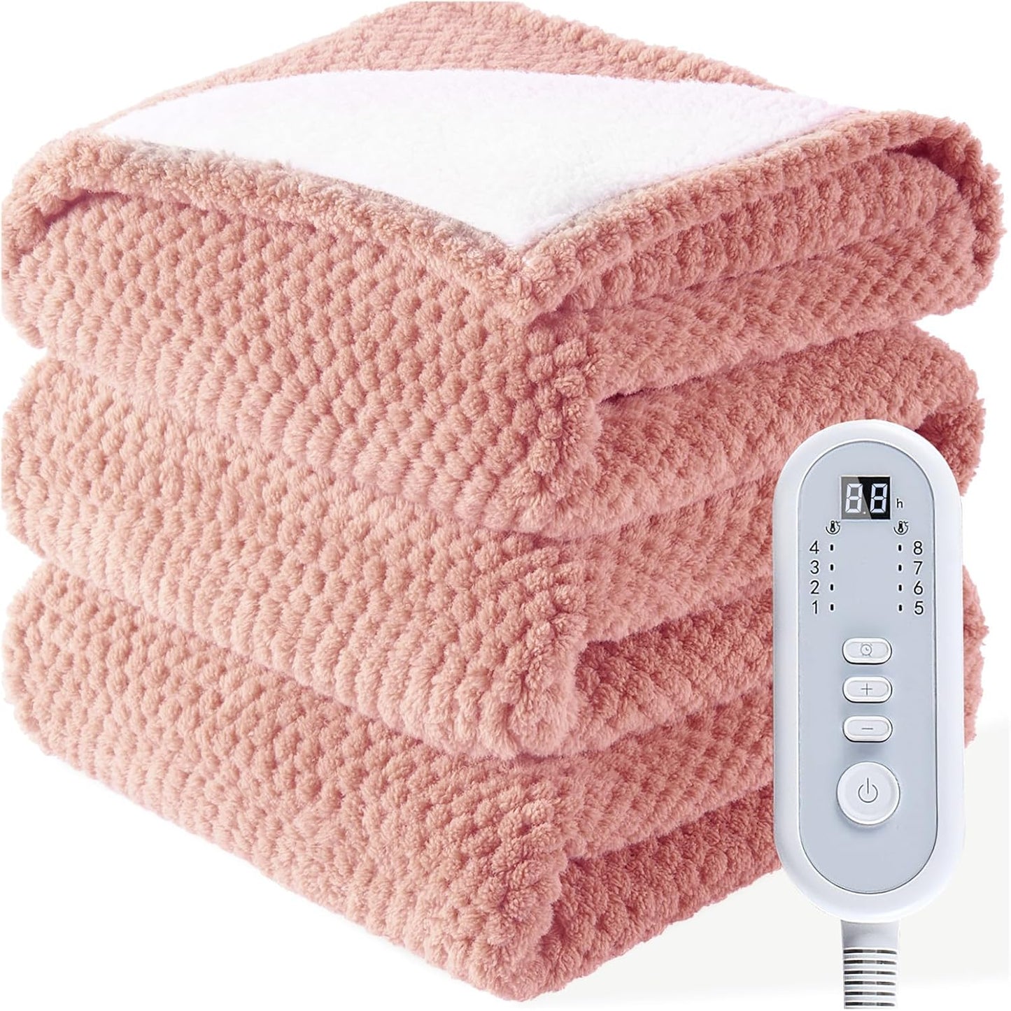 Heated Blanket Electric Throw with 8 Heat Levels & Auto Off