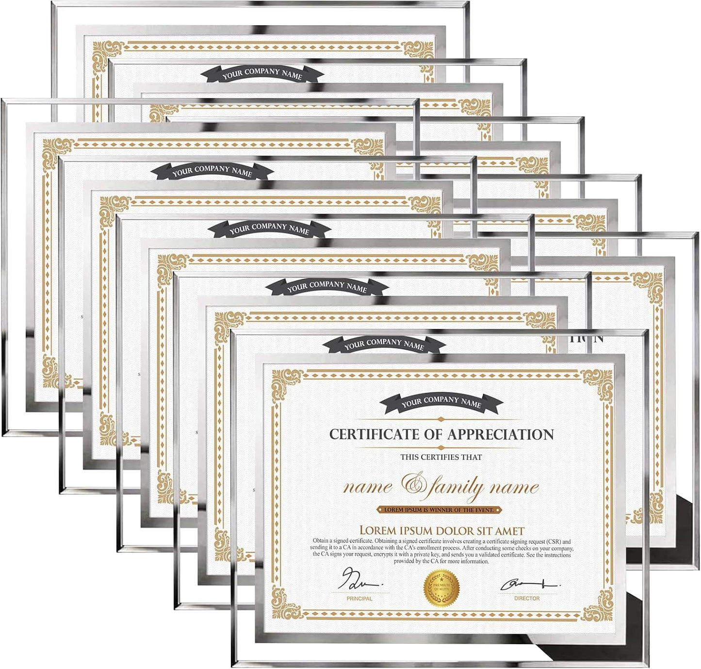 Stylish 8.5x11 Picture Frames for Certificates and Awards