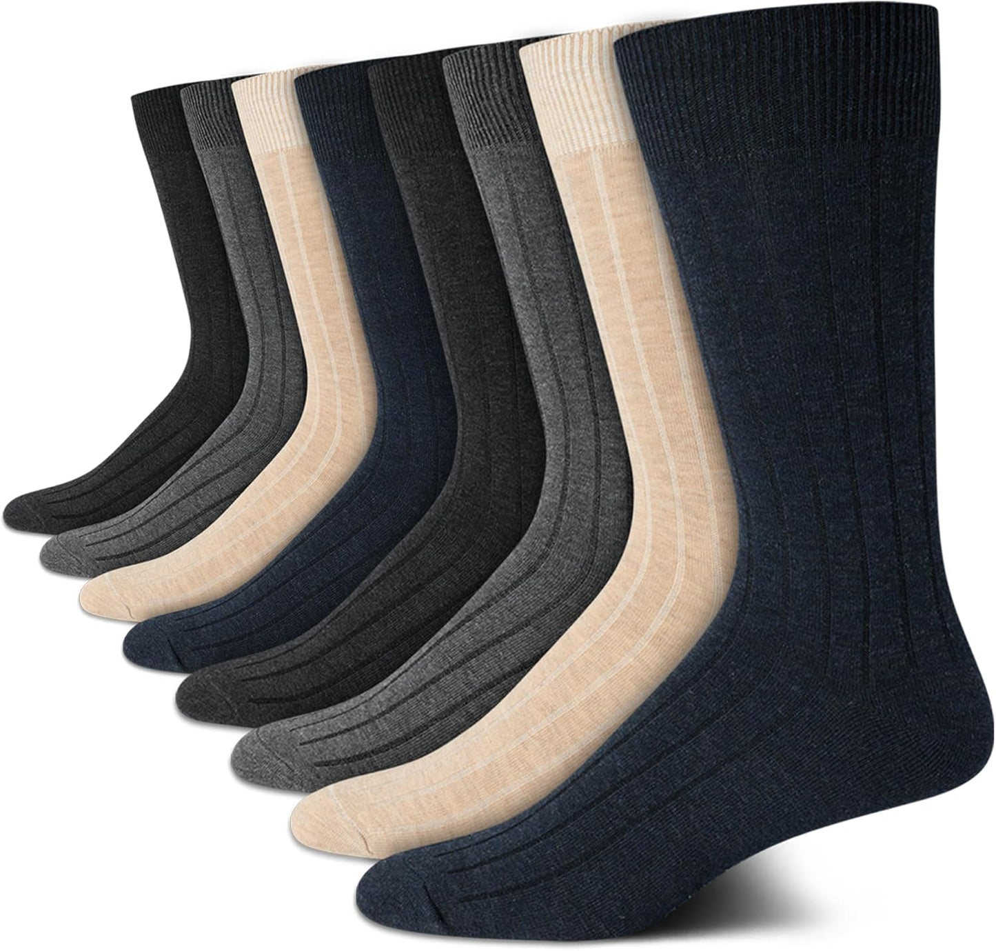 Calvin Klein Men's Dress Socks - 8 Pack Cotton Blend Crew Socks