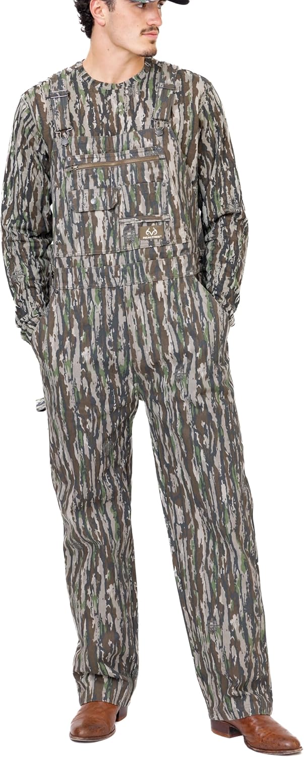Realtree Men's Camo Hunting Cotton Bib Overalls for Outdoors