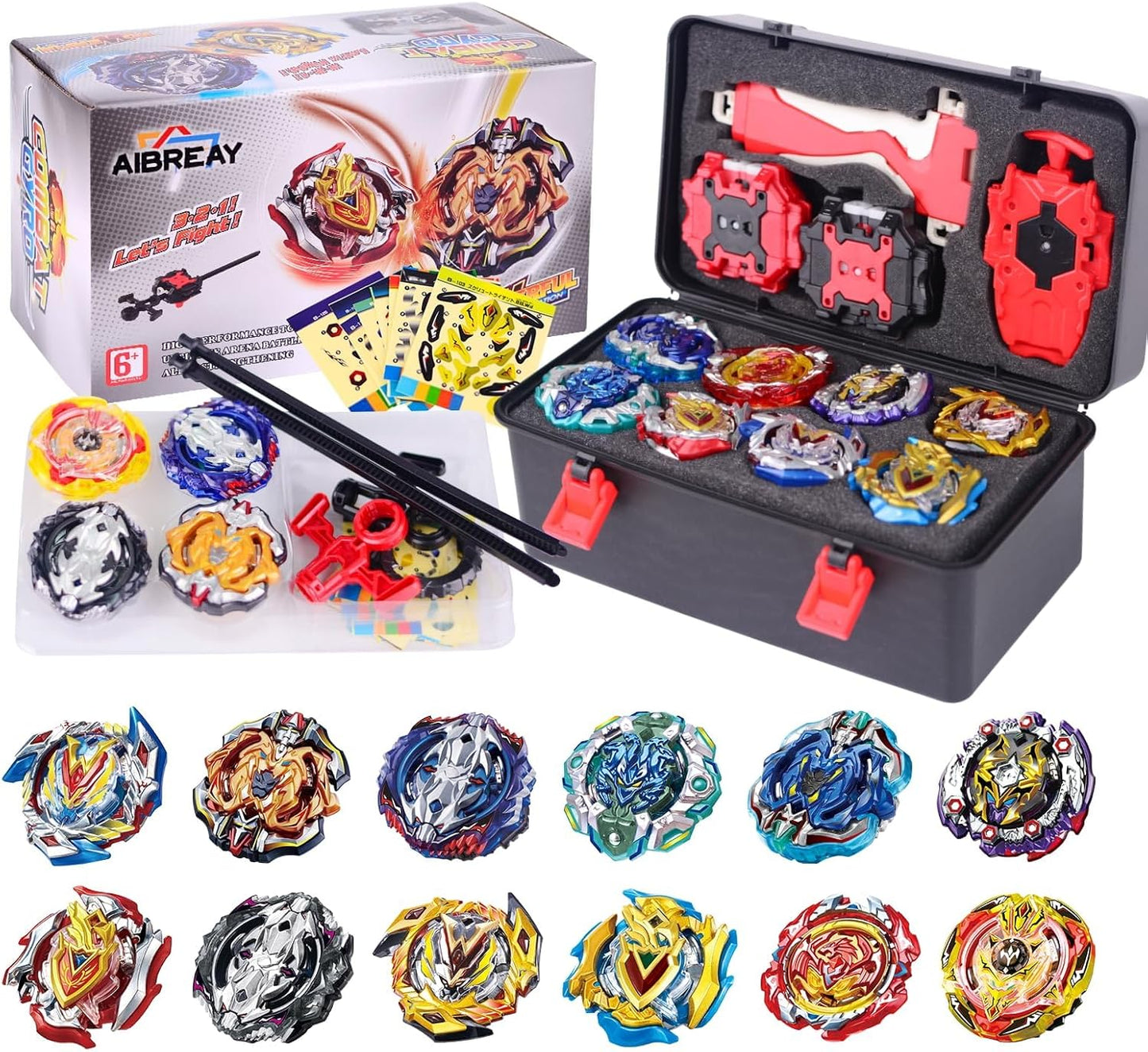 Battling Top Burst Gyro Toy Set for Kids - 12 Spinning Tops