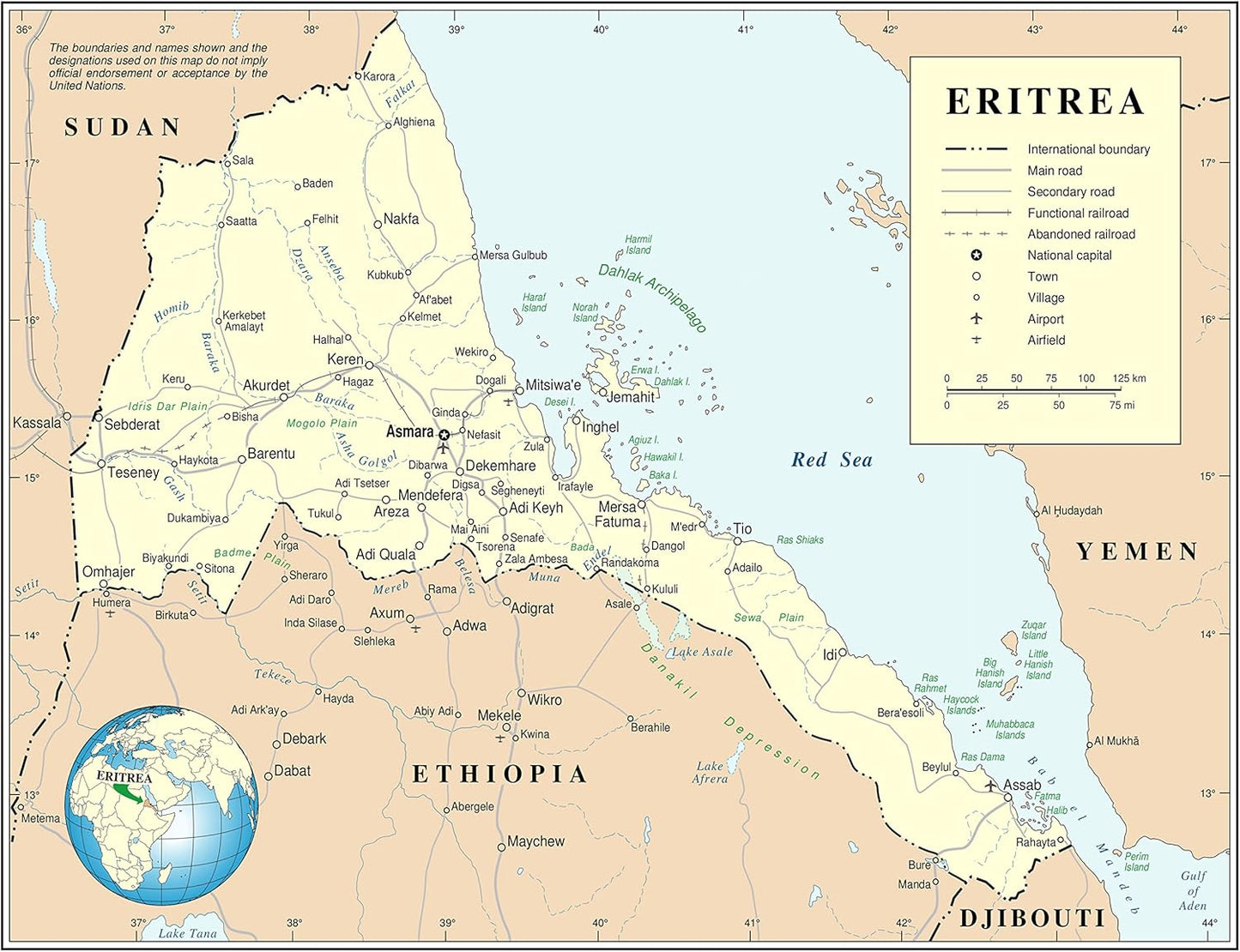 Eritrea Political & Admin Map Poster 24x31
