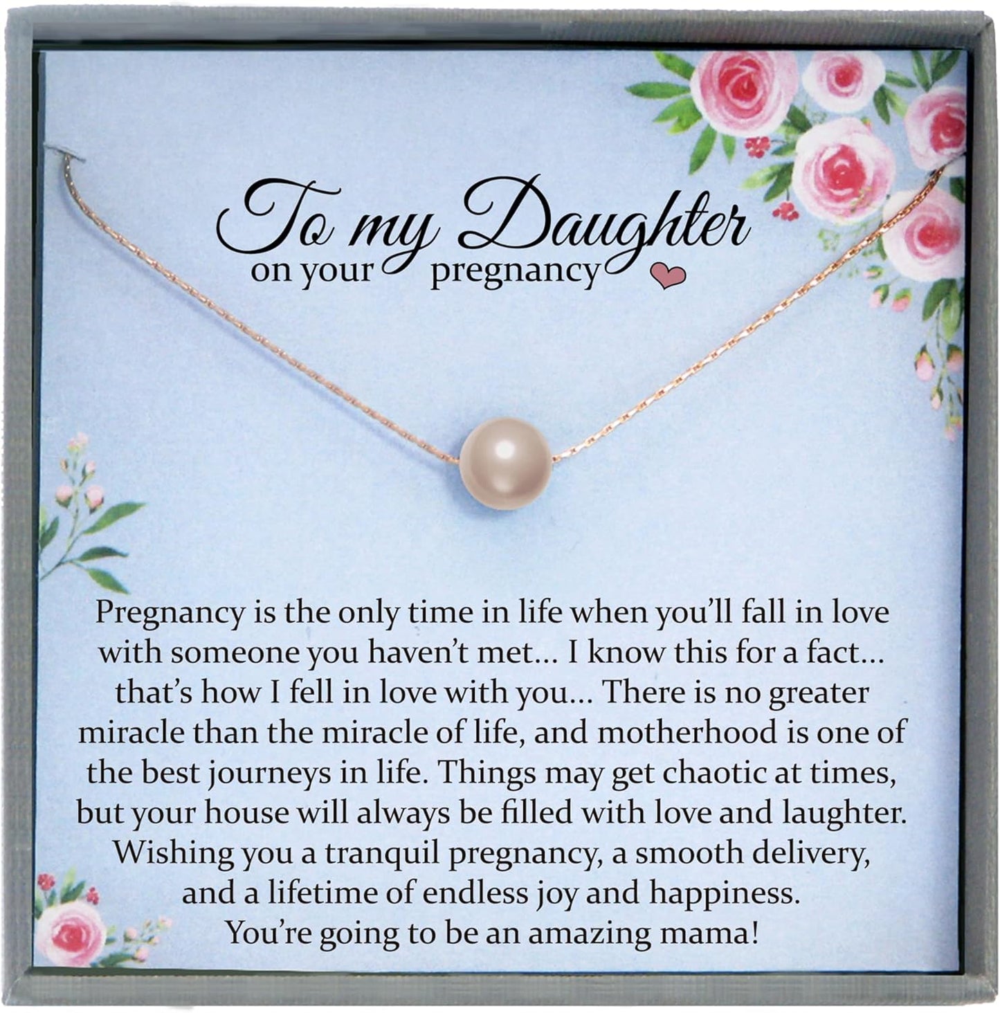 Heartfelt Daughter Gift: Blush Peach Floating Pearl Necklace
