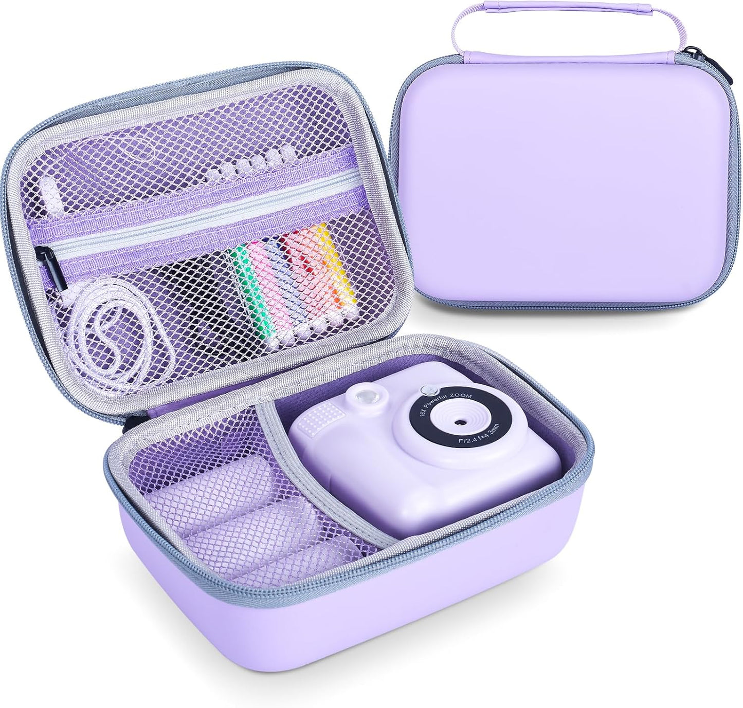 Kid-Friendly Purple Camera Case for Instant Printing