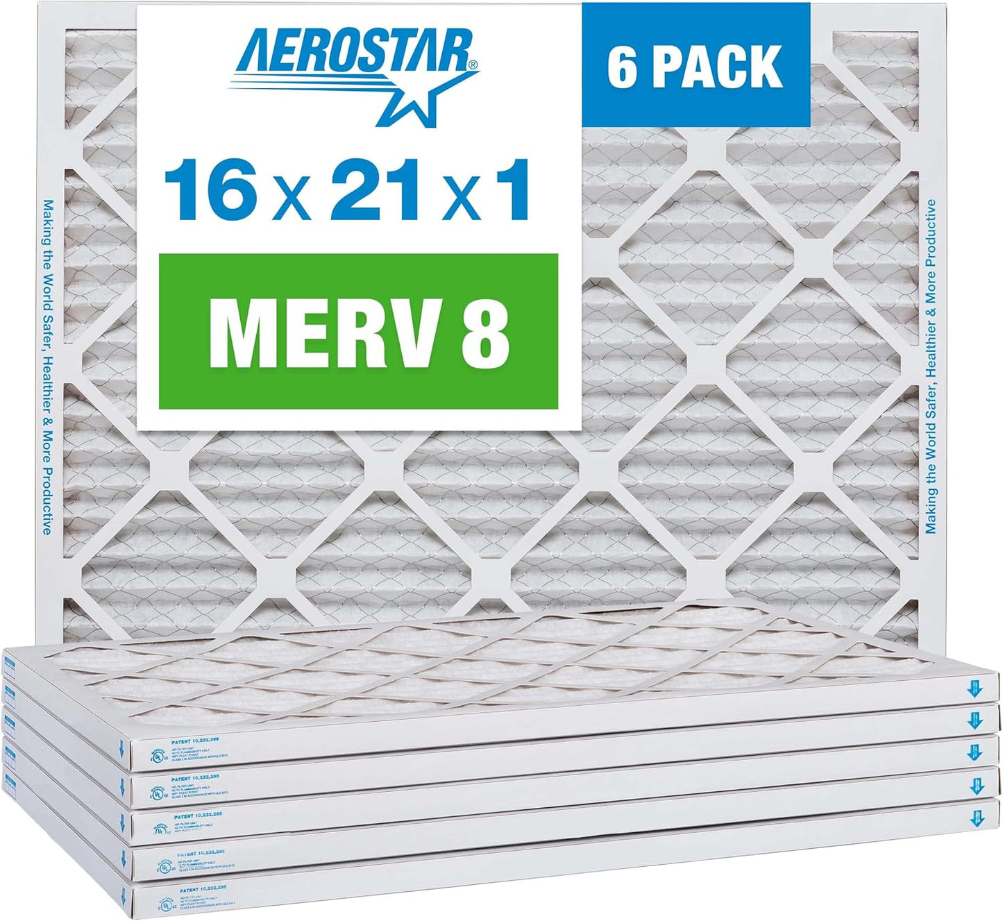 Aerostar 16x21x1 MERV 8 Filters for HVAC & Air Conditioning