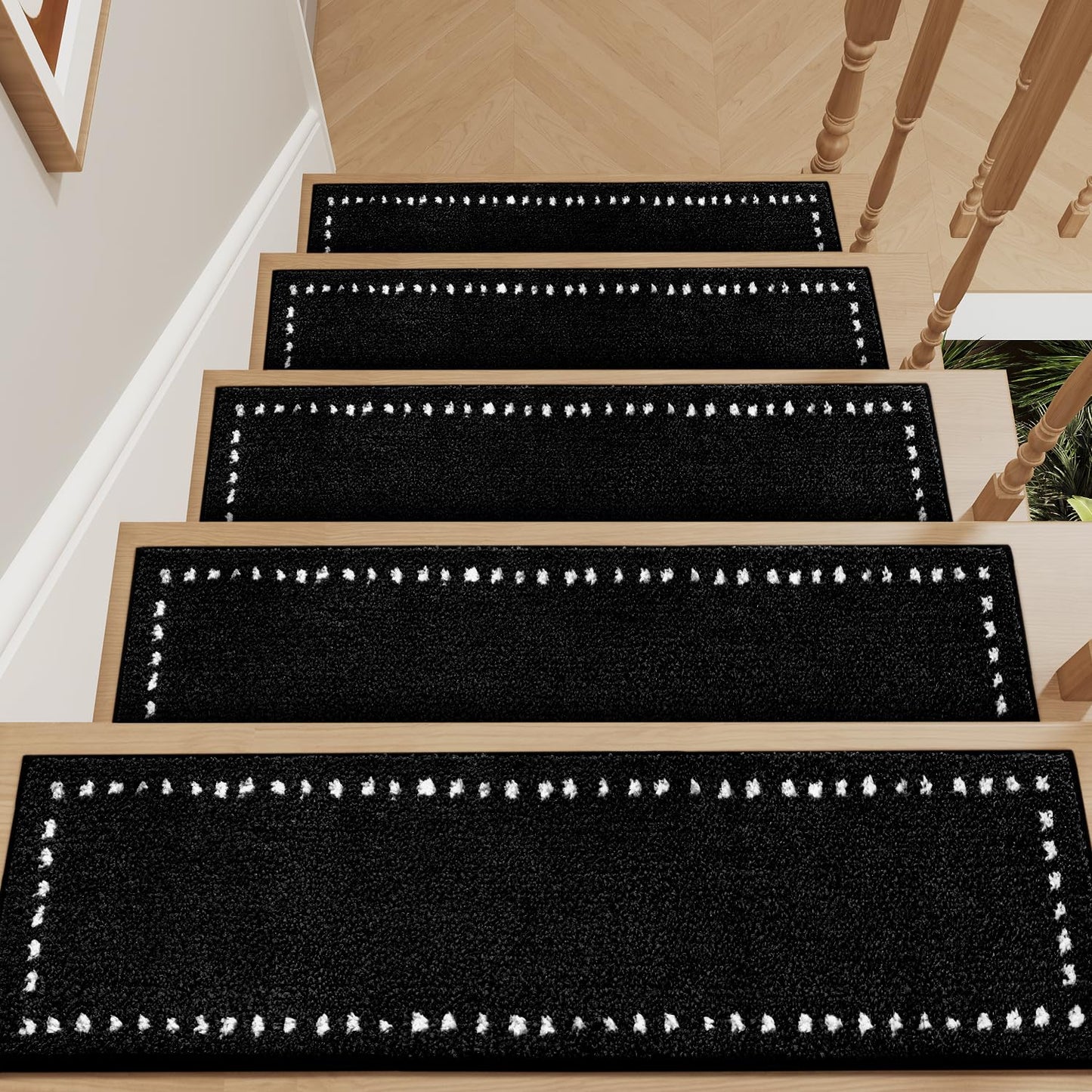 Tchdio Stair Treads Non Slip Indoor for Wooden Steps 15PC