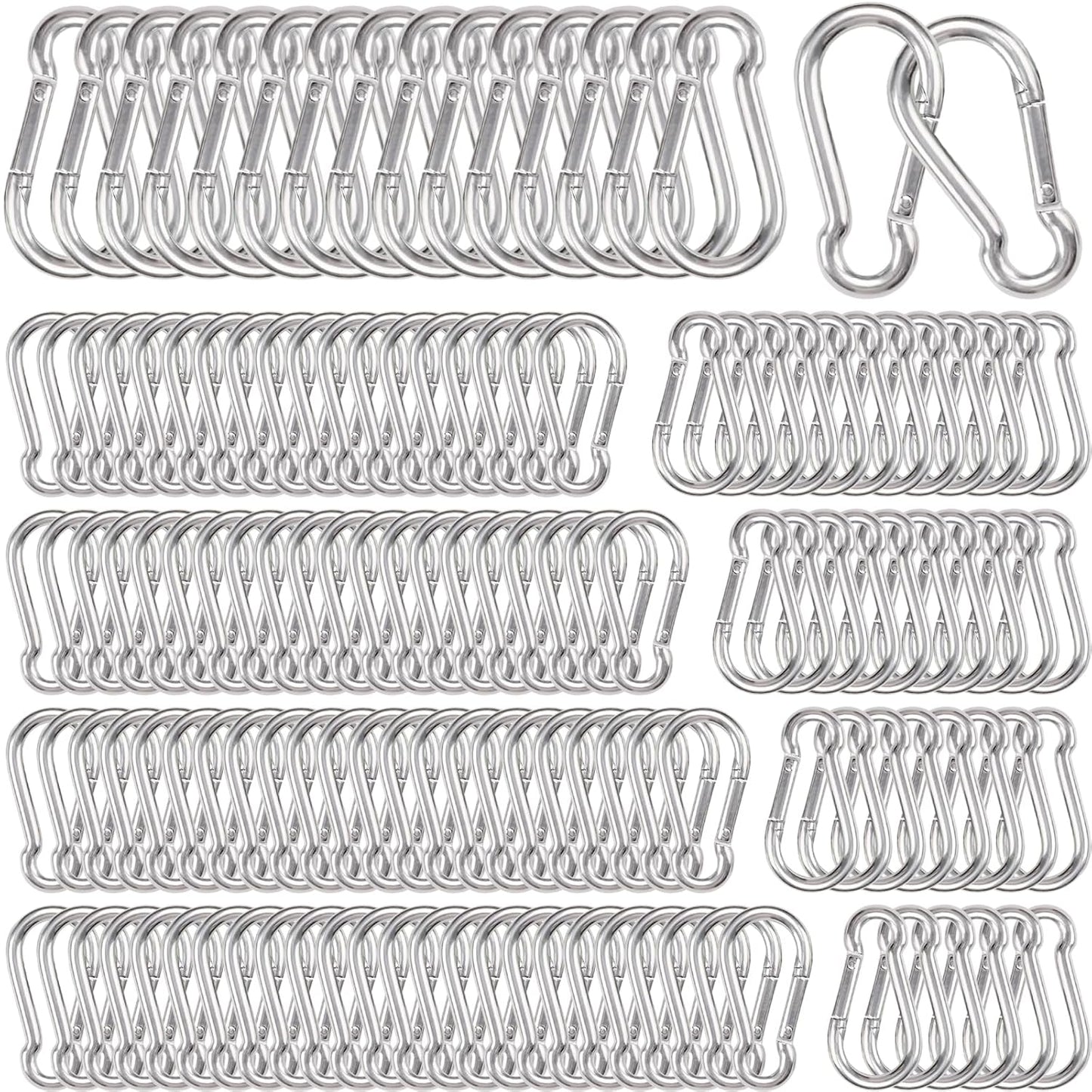 200Pcs Heavy Duty Galvanized Steel Spring Snap Hook Clips