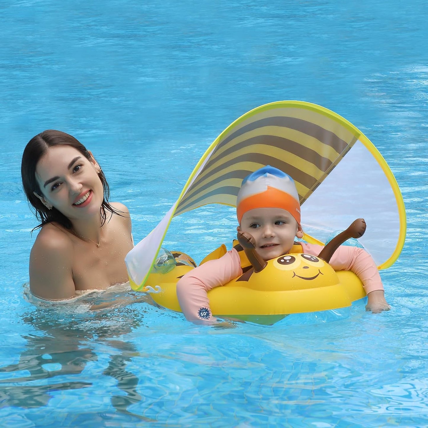 Improved Bumble Bee Baby Float with Canopy