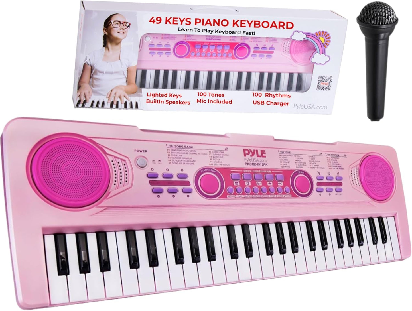 Pyle Electric Keyboard 49 Keys - Fun Karaoke Piano for All