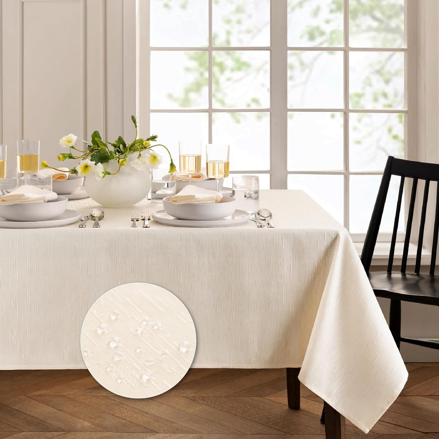 Continental Solid Texture Tablecloth: Water, Stain & Wrinkle Resistant