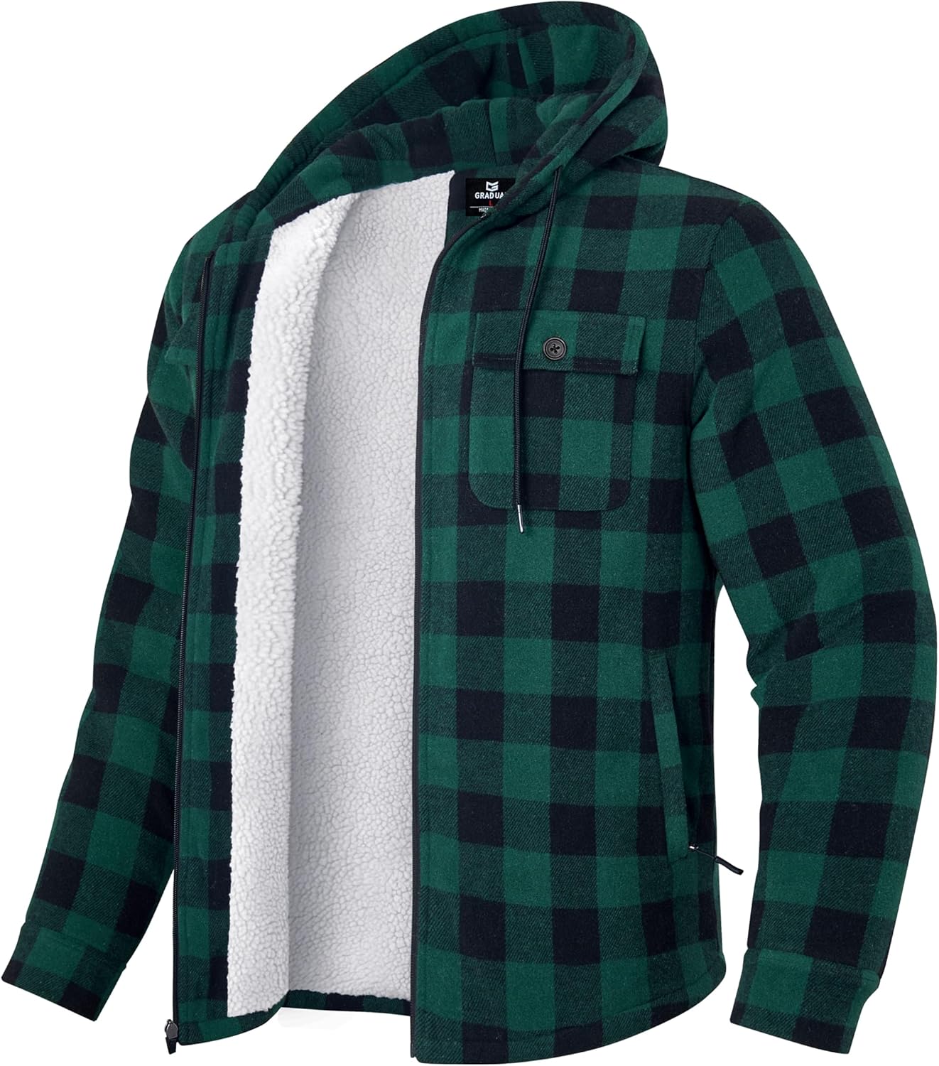 G Gradual Men's Flannel Jacket Warm Winter Zip Up Hoodies
