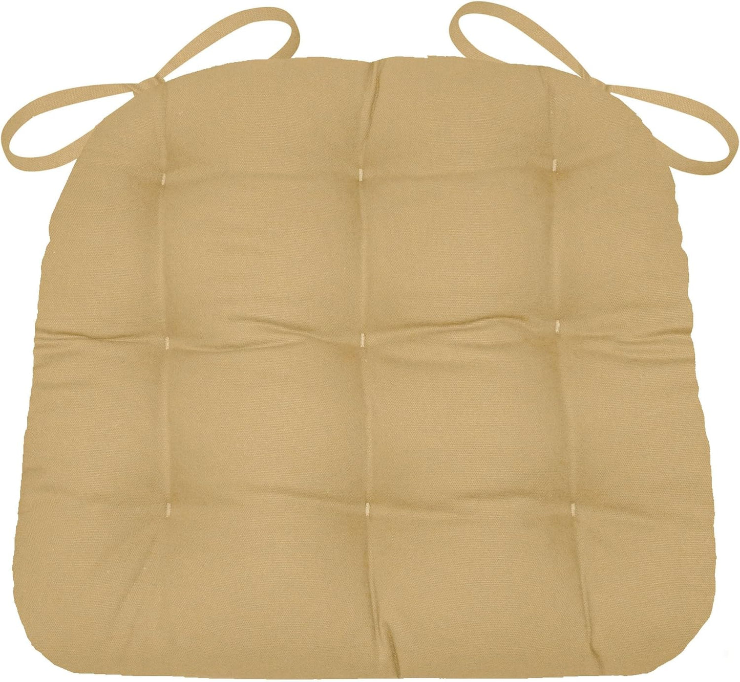 Cotton Duck Tan Dining Chair Pad with Ties for Comfort