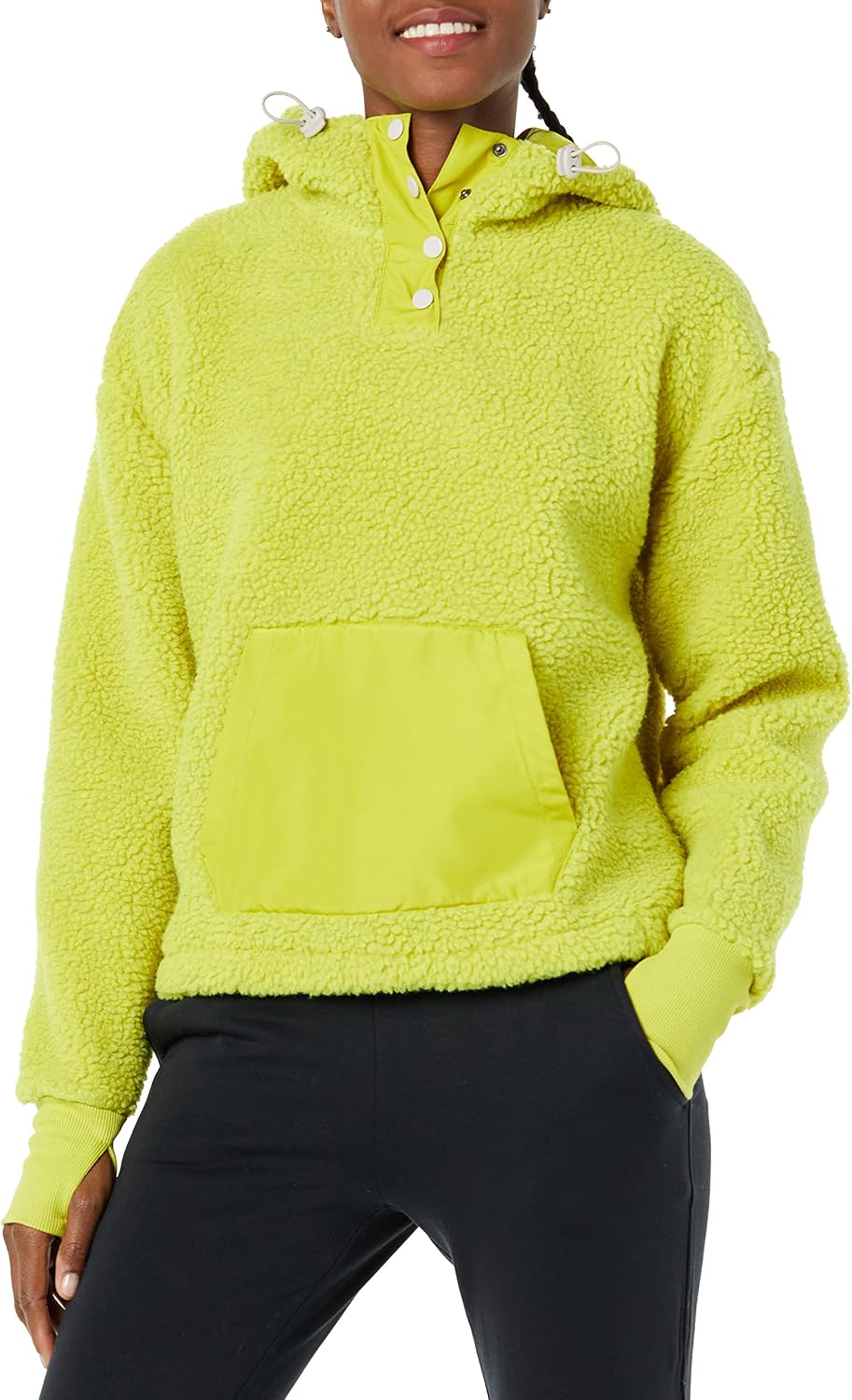 Cozy Women's Teddy Fleece Quarter Button Hooded Jacket Review