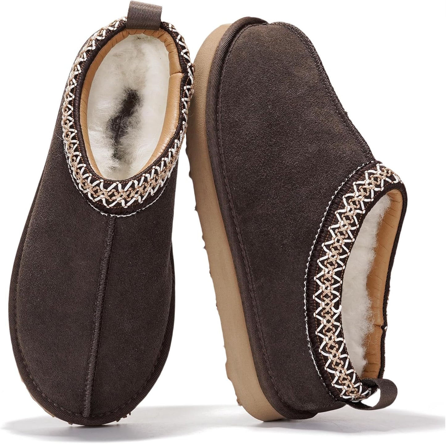 Genuine Leather Womens Slippers with Australian Shearling Fur
