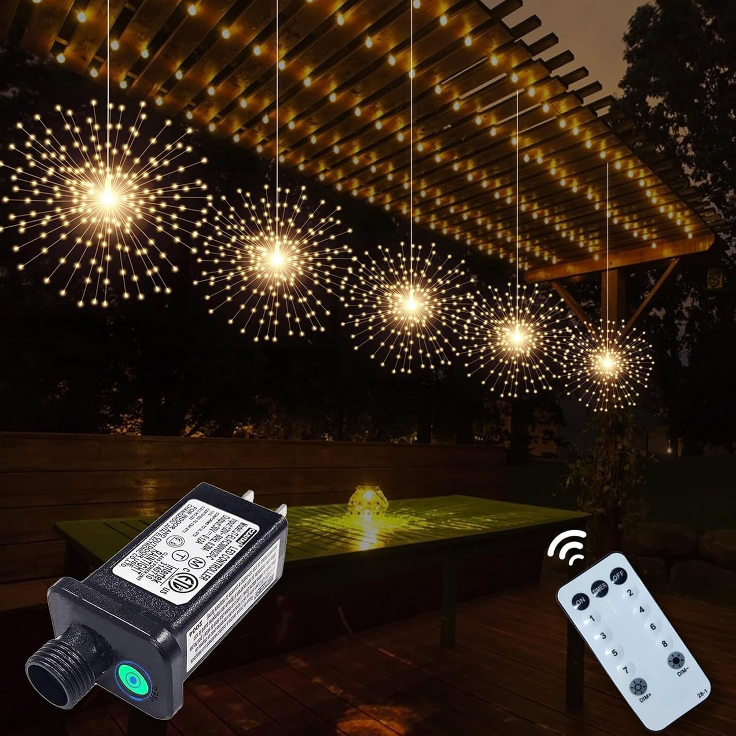 5 Pcs 1000 LED Plug-in Starburst Sphere Lights for Festive Decor