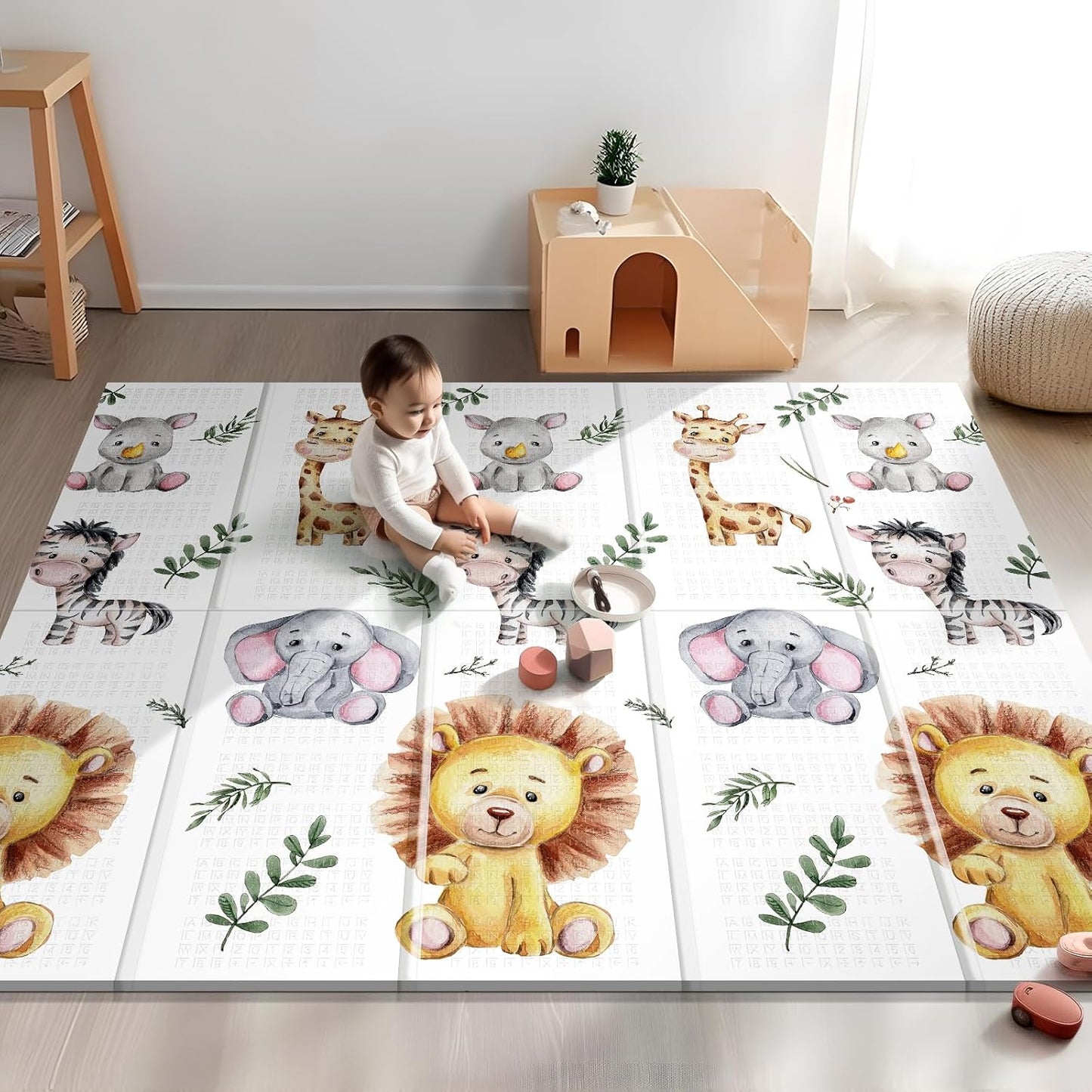 79 x 71 Foldable Large Play Mat for Babies - Non Toxic Foam