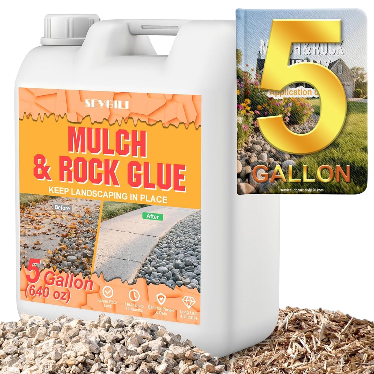 5 Gallon Mulch Glue for Landscaping - Non-Toxic & Fast-Dry