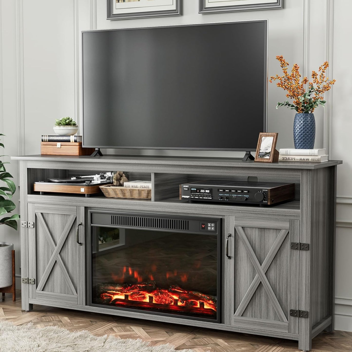 YESHOMY Fireplace TV Stand for 65 Inch TVs with Storage