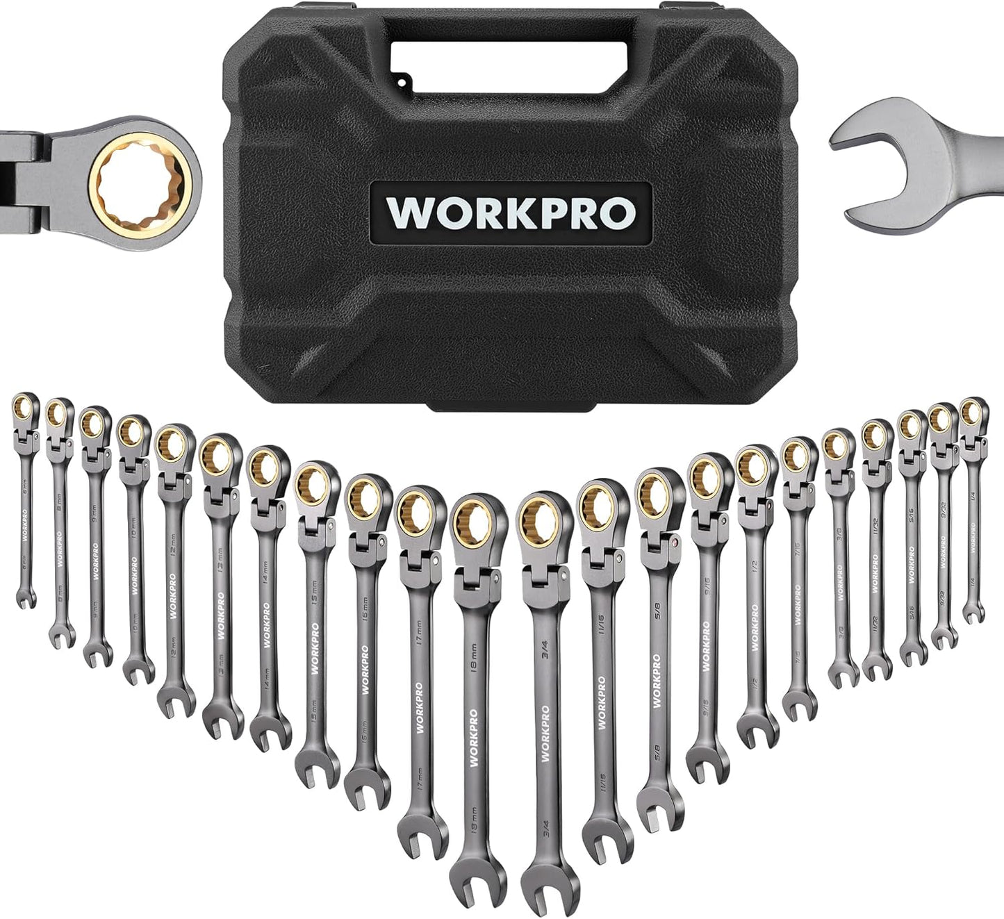 WORKPRO 22-Piece Flex-Head Ratcheting Wrench Set for All Tasks