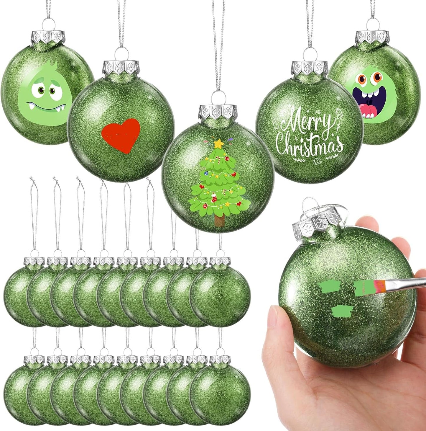 Patelai 24 Pcs Plastic Flat Disc Ornaments for Holiday Crafts