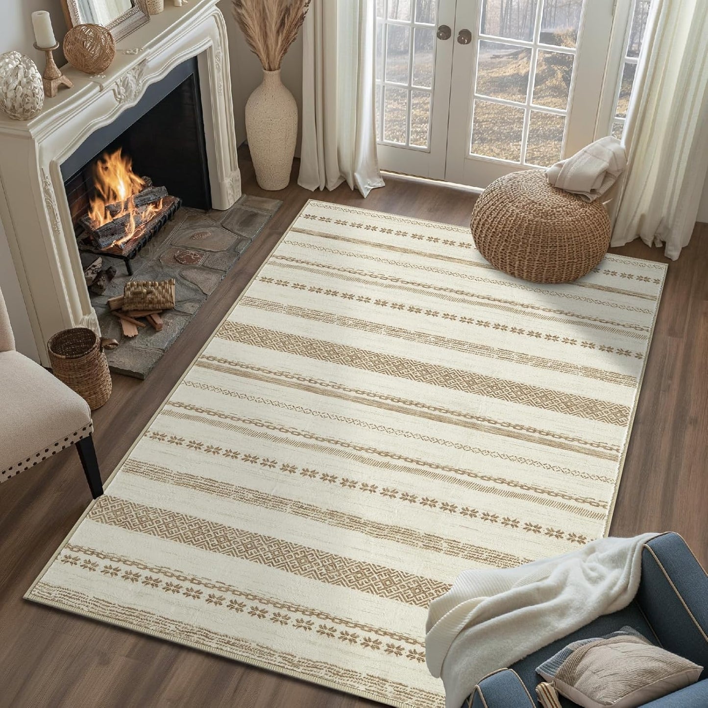 jinchan Moroccan Boho 3x5 Area Rug - Soft Non-Slip Carpet